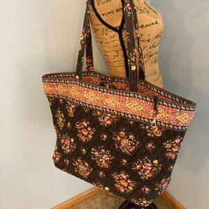Vera Bradley Large Tote Brown Chocolat Vintage EUC